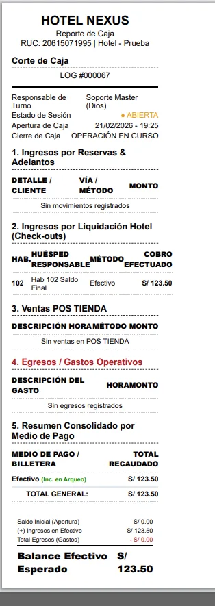 Punto de venta POS y control de consumos adicionales